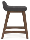 GTU Furniture Set of 2 Mid-Century Counter Height Bar Stools, Cushioned, Color Collection — Charcoal/Brown