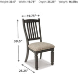GTU Furniture Set of 2 Tyler Creek Industrial Farmhouse Dining Chair Kitchen Side Chair Solid Frame Black