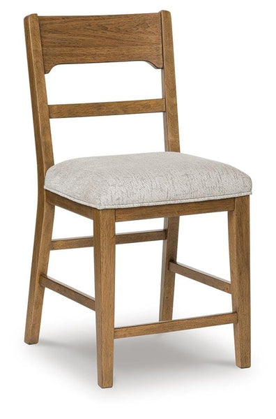 Set of 2 Oatmeal / Light Brown Wood Counter Height Bar Stools, Lodge, Dining – alternate view 2