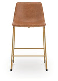 Set of 2 Gold Frame Faux Leather Bar Stools, Bucket Seat, Color Collection – alternate view 3