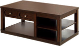 Modern Dark Brown Wood Rectangular Cocktail Living Room Coffee Table and Shelf Drawers – alternate view 3