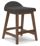 GTU Furniture Set of 2 Mid-Century Counter Height Bar Stools, Cushioned, Color Collection — Charcoal/Brown