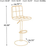 GTU Furniture Set of 2 Black/Chrome Faux Leather Adjustable Height Swivel Bar Stools, Pub