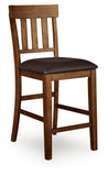 Set of 2 Medium Brown Faux Leather Counter Height Bar Stools, Shaker Style – alternate view 3