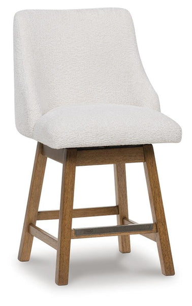 Set of 2 Oatmeal / Light Brown Wood Swivel Counter Height Bar Stools, Lodge – alternate view 2