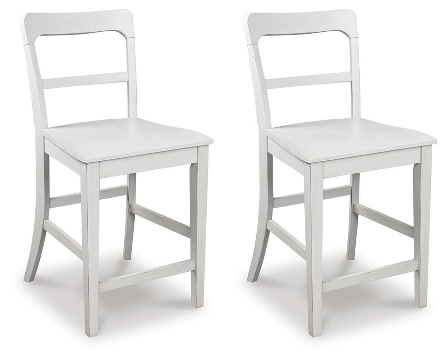 GTU Furniture Set of 2 Farmhouse Wood Adjustable Height Bar Stools, Color Collection – White