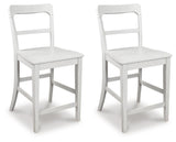 GTU Furniture Set of 2 Farmhouse Wood Adjustable Height Bar Stools, Color Collection – White product view