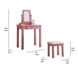 GTU Furniture Transitional Vanity Set with Mirror Stool — Pink
