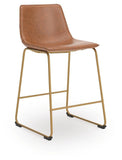 Set of 2 Gold Frame Faux Leather Bar Stools, Bucket Seat, Color Collection – alternate view 2