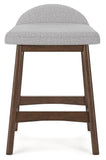 GTU Furniture Set of 2 Mid-Century Counter Height Bar Stools, Cushioned, Color Collection — Light Gray/Brown