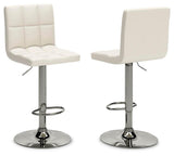 Set of 2 Bone Faux Leather Adjustable Height Swivel Bar Stools, Tufted, Pub – alternate view 6