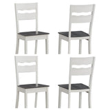 GTU Furniture Set of 4 Wood Armless Kitchen Dining White Ladder Back Chairs Solid Wood Modern Style with Grey/Brown Seat – Grey Seat product view