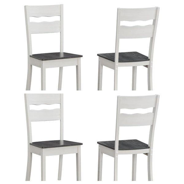 GTU Furniture Set of 4 Wood Armless Kitchen Dining White Ladder Back Chairs Solid Wood Modern Style with Grey/Brown Seat – Grey Seat product view