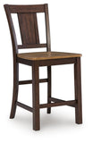 Set of 2 Light Brown / Dark Brown Wood Counter Height Bar Stools, Two-Tone – alternate view 2
