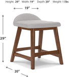 GTU Furniture Set of 2 Mid-Century Counter Height Bar Stools, Cushioned, Color Collection — Light Gray/Brown
