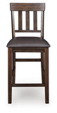 Set of 2 Dark Brown Faux Leather Counter Height Bar Stools with Slat Back – alternate view 4