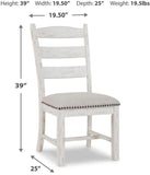 GTU Furniture Set of 2 Valebeck Farmhouse Cottage Dining Chair Kitchen Side Chair Solid Frame Vintage White