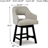 GTU Furniture Set of 2 Swivel Bar Stools, Color Collection, Counter Height for Home Bar — Linen/Brown