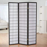 Japanese Style 3 Panels Wood Shoji Room Divider Screen Oriental for Home/Office — Black