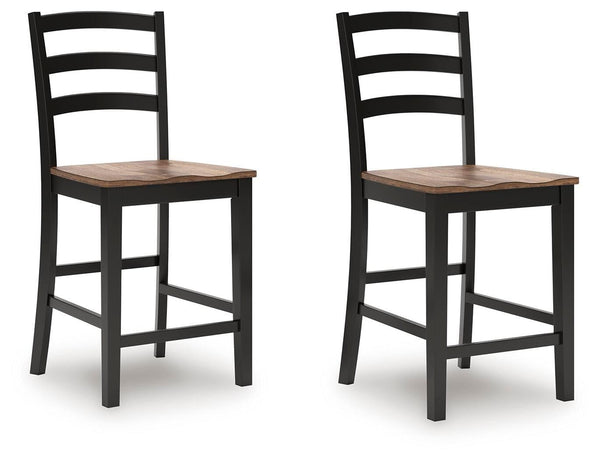 Set of 2 Brown / Black Wood Adjustable Height Bar Stools, Butcher Block Seat – alternate view 2
