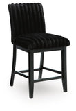 Set of 2 Black Wood Counter Height Bar Stools, Corduroy Upholstered, Modern – alternate view 2