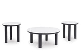 Casual MDF Round 3-Piece Coffee Table Set, Cocktail Table with 2 Matching End Tables, Black / White Finish – alternate view 2