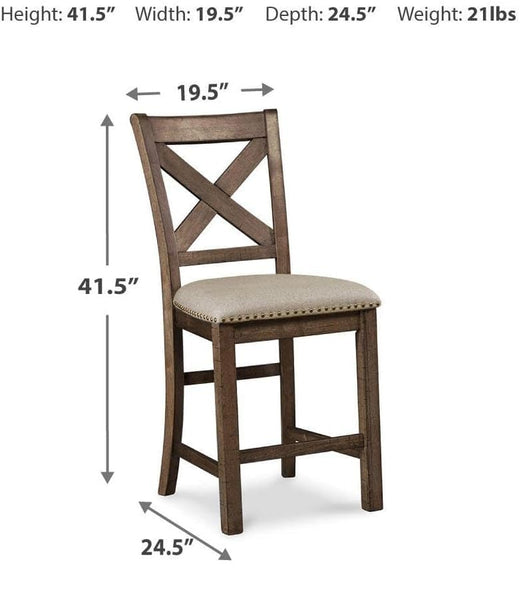 Set of 2 Beige Polyester Counter Height Bar Stools with Nailhead Trim, Pub – alternate view 6