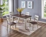 Set of 4 Wood Armless Kitchen Dining White Ladder Back Chairs Solid Wood Modern Style with Grey – Brown Seat alternate view 2