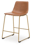 Set of 2 Gold Frame Faux Leather Bar Stools, Bucket Seat, Color Collection – alternate view 6