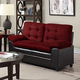 Contemporary Leather Loveseat — Burgundy
