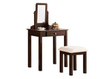 GTU Furniture Transitional Vanity Set with Mirror Stool — Espresso