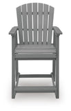 Set of 2 Dark Gray Wood Outdoor Counter Height Bar Stools with Arms, Patio – alternate view 3