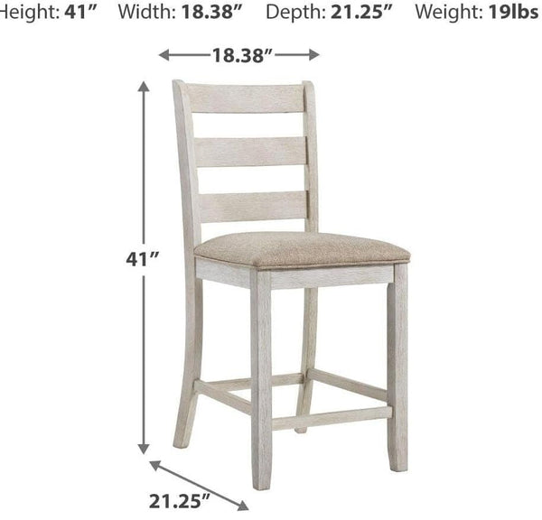 Set of 2 White / Light Brown Polyester Counter Height Bar Stools for Home Bar – alternate view 3