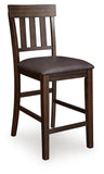 Set of 2 Dark Brown Faux Leather Counter Height Bar Stools with Slat Back – alternate view 3