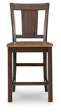 Set of 2 Light Brown / Dark Brown Wood Counter Height Bar Stools, Two-Tone – alternate view 3