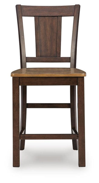 GTU Furniture Set of 2 Light Brown/Dark Brown Wood Counter Height Bar Stools, Two-Tone