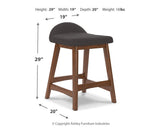 Set of 2 Mid-Century Counter Height Bar Stools, Cushioned, Color Collection – Charcoal/Brown product view