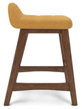 GTU Furniture Set of 2 Mid-Century Counter Height Bar Stools, Cushioned, Color Collection — Mustard/Brown
