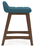 GTU Furniture Set of 2 Mid-Century Counter Height Bar Stools, Cushioned, Color Collection — Blue/Brown