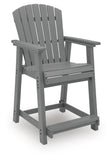 Set of 2 Dark Gray Wood Outdoor Counter Height Bar Stools with Arms, Patio – alternate view 2