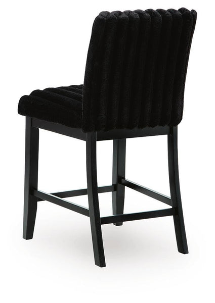 Set of 2 Black Wood Counter Height Bar Stools, Corduroy Upholstered, Modern – alternate view 5