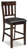 Set of 2 Dark Brown Faux Leather Counter Height Bar Stools with Slat Back – alternate view 2