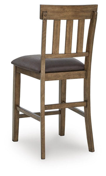 GTU Furniture Set of 2 Light Brown Faux Leather Counter Height Bar Stools, Casual, Dining