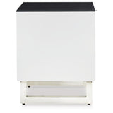 Modern Glass Rectangular End Table, with Storage Drawer, White / Black Finish, for Living Room – alternate view 3
