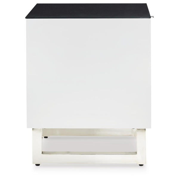 Modern Glass Rectangular End Table, with Storage Drawer, White / Black Finish, for Living Room – alternate view 3