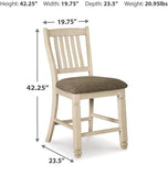 GTU Furniture Set of 2 Two-Tone Wood Counter Height Bar Stools with Woven Fabric Seat