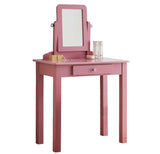 GTU Furniture Transitional Vanity Set with Mirror Stool — Pink