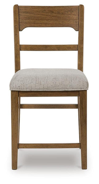 Set of 2 Oatmeal / Light Brown Wood Counter Height Bar Stools, Lodge, Dining – alternate view 3