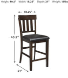 GTU Furniture Set of 2 Dark Brown Faux Leather Counter Height Bar Stools with Slat Back