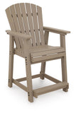 Set of 2 Medium Brown Wood Outdoor Counter Height Bar Stools with Arms, Pub – alternate view 2